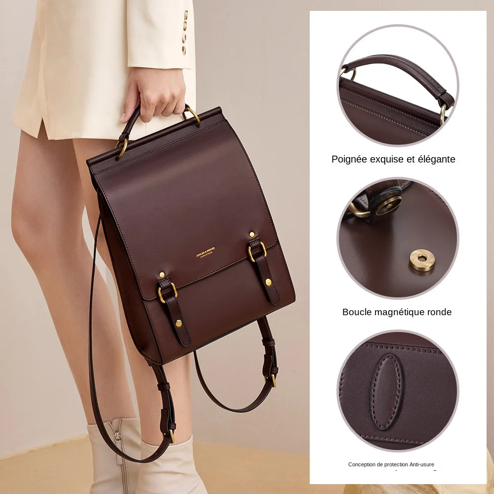 sac à dos en cuir élégant avec rabat à boucle pour femmes - Orni & Manson